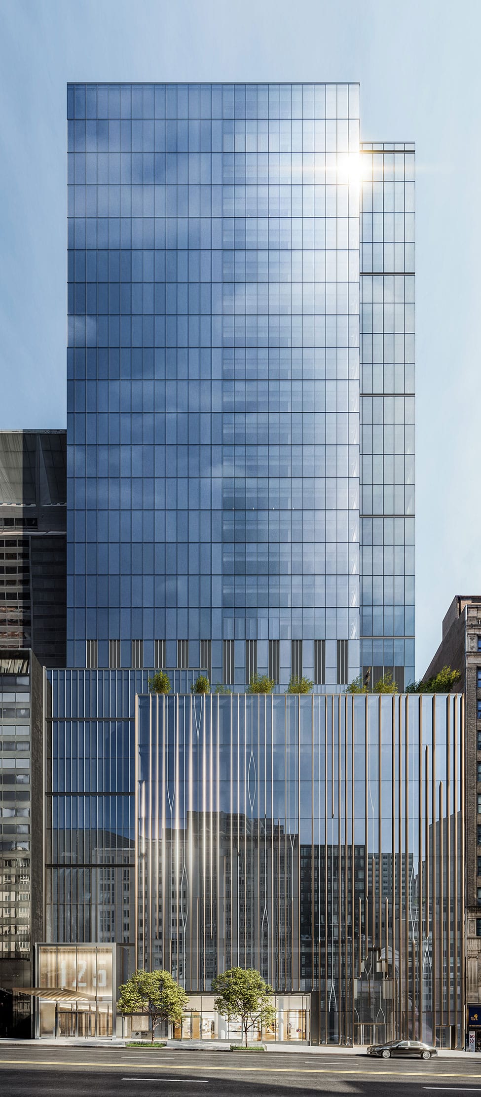 3d rendering of a beautiful new office building near Central Park