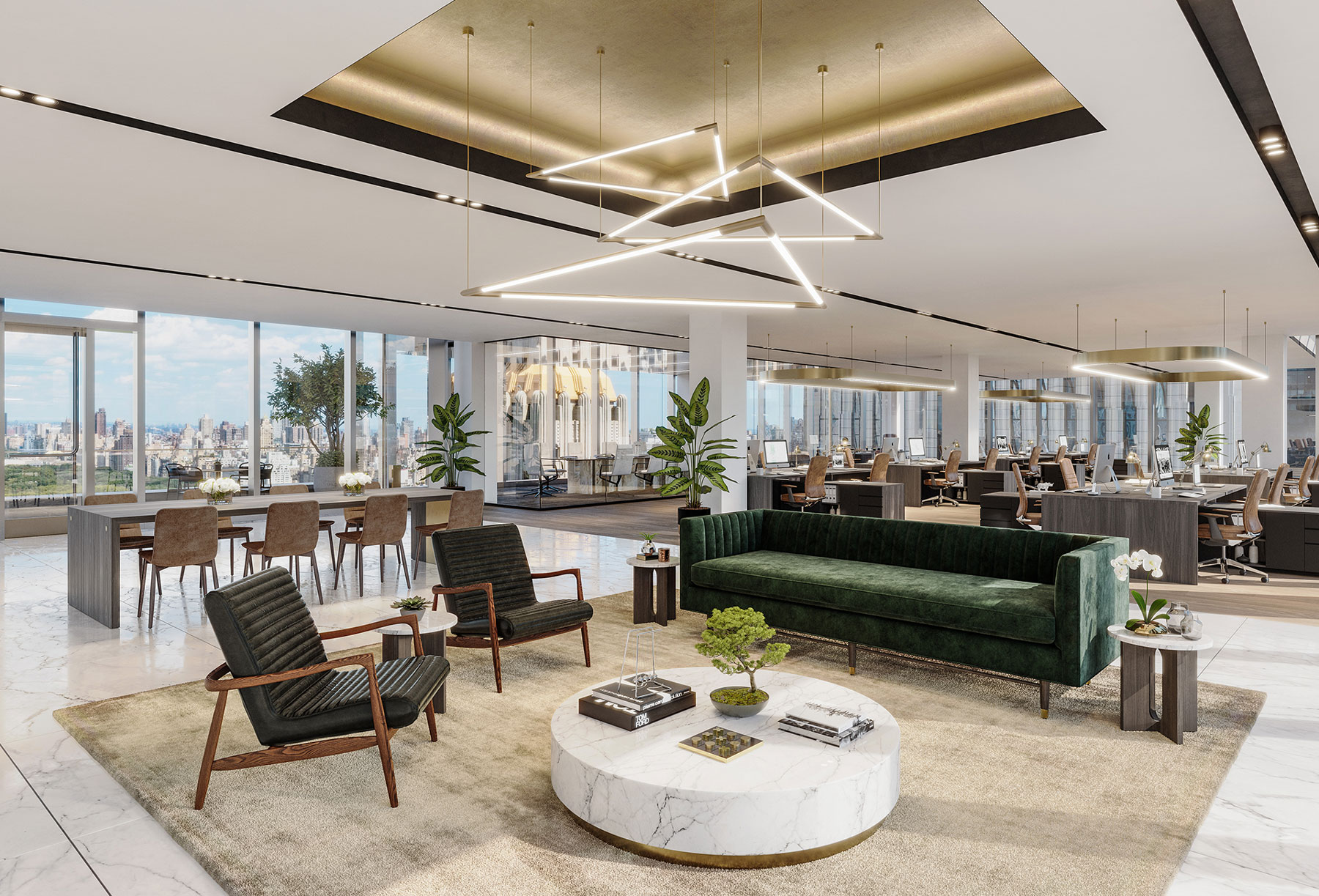 A high-end sophisticated office with luxurious interior design